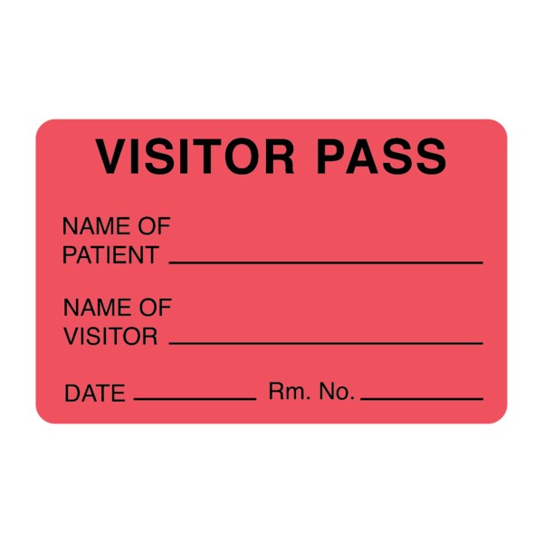 Nevs Visitor Pass - Name Of Patient/Visitor 1-15/16" x 3" VP-Red - main